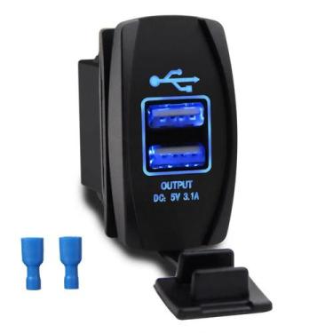 Imagem de Tomada Usb Turbo 2 Saídas 3.1a Automotiva de embutir Retangular KLX Qu