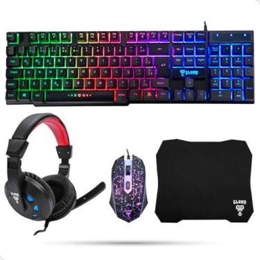 Imagem de Kit Gamer Teclado Mouse Headset Mousepad Combo Nightmare USB Com Iluminação RGB Resistente a Água Teclas Multimidia Cor Preto Clanm