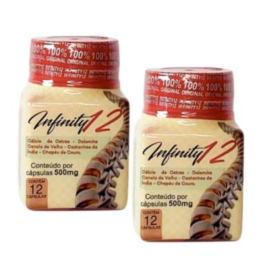 Imagem de Infinity, Suplemento Natural para Dores Articulares e Musculares, 24 Cápsulas de 500mg, com Cálcio de Ostras e Dolomita. 2 Frascos