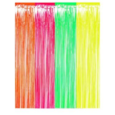 Imagem de 2 Cortinas Neon Conj 1 M X 2m Brilha Na Luz Negra