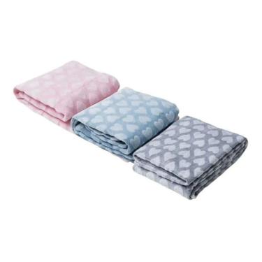 Imagem de Manta Coberta Sonho Corações Microfibra Infantil Baby Cinza - Loaní