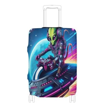 Imagem de Joisal Capas de bagagem de balões em forma de planetas aprovadas pela Tsa, ajuste de bagagem de 45 a 81 cm, acessórios de mala, OVNI de equitação alienígena, GG 73,7-81 cm, Alien Riding UFO, XL 29-32