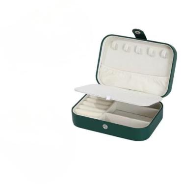 Imagem de Estojo Duplo Maleta Porta Joias Veludo Organizador Viagem Médio Caixa Organizadora (grande verde escuro)