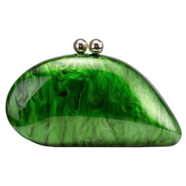 Imagem de Bolsa feminina de acrílico para noite, bolsa clutch em forma de concha com corrente, bolsa transversal para festa de casamento e coquetel, Verde, One Size