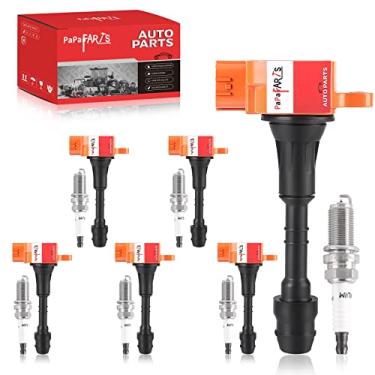Imagem de PAPAPARTS Substituição De Velas Ignição E Bobina Para Nissan Altima Murano, Conjunto Com 6 Unidades, Maxima Xterra Frontier Nv1500, Infiniti I35 Qx4 V6 3.0L 3.5L 4.0L, Oe Nº Uf349 C1406