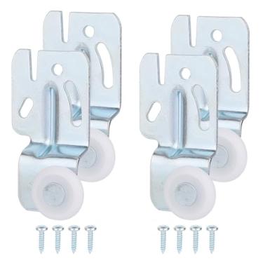 Imagem de Tinoaly 4 Peças Ferragens Portas Correr Armário, Kit de Rodízios para Guarda-Roupa Ferragens Desvio com Abertura Superior Serve para Portas de 3/4" a 1-3/8" Espessura
