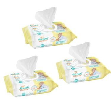 Imagem de Kit 3 Toalha Umedecida Meu Bebê RN Dermocalmante 100und - HYGIELINE