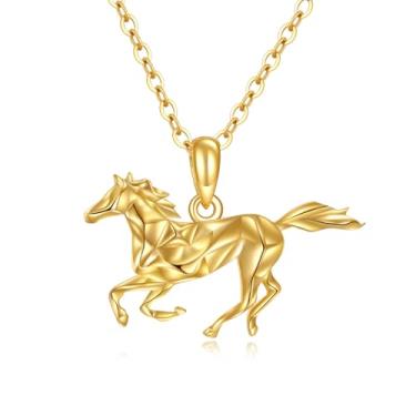 Imagem de KECHO Colar de cavalo feminino com pingente de ouro maciço 14K, aniversário, dia das mães, joia feminina