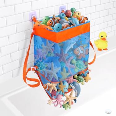 Imagem de Vodolo 3-in-1 Bath Toy Storage Bag,Large Capacity Mesh Bath Toy Net Holder for Bathtub Shower Bathroom Pool Outdoor,Kids Bath Decor Accessories Tub Toy Organizer Basket
