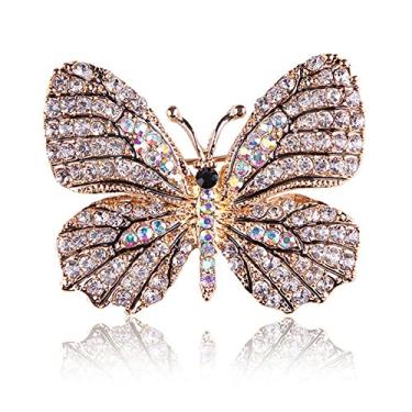 Imagem de Tvoip Broche de strass de cristal Swarovski borboleta alada imperatriz monarca, Metal, Strass