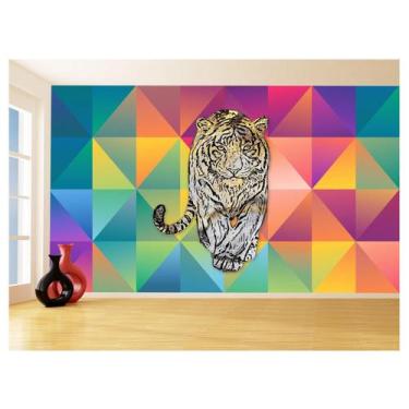 Imagem de Papel De Parede 3D Animais Pop Art Tigre Felino 3,5M Pxa135 - Você Dec