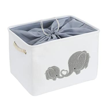 Imagem de INough Cestas De Presentes Para Bebês, Recipiente Grande Vazio Armazenamento, Cesta Brinquedos Tecido, Caixa Elefante Com Fecho Cordão Lenços Umedecidos E Fraldas, Organizadores Berçário, Quarto Inf