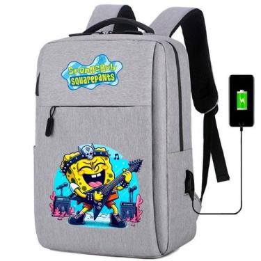 Imagem de Mochila Bolsa MediInfantil com USB Estampa Esponja Divertida Amarela p