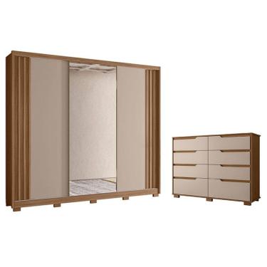 Imagem de Guarda Roupa Casal Arizona e Cômoda Georgia Carvalho Fendi - Moval