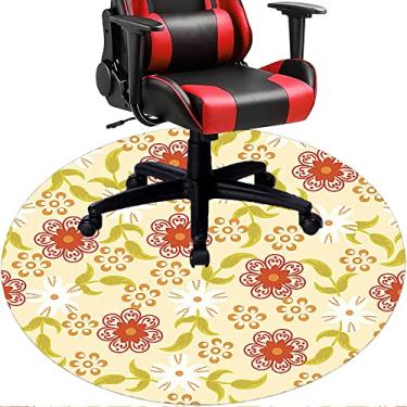 Imagem de Tapete de cadeira de escritório com flores, textura de flor, tapete de cadeira de mesa para piso de madeira de escritório doméstico, protetor de piso de pilha baixa multiuso, redondo, 99 cm