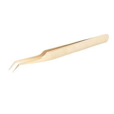 Imagem de OKJHFD Eyelash extension tweezers made of metal stainless steel fiber head and golden eyelash extension tweezers used in beauty salons