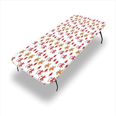 Imagem de Toalha de mesa masculina de gengibre para mesa dobrável, gravata borboleta de bengala doce, estampa de biscoito de Natal, 76 cm x 182 cm, capa de mesa para mesa dobrável de 1,8 m, marrom areia laranja