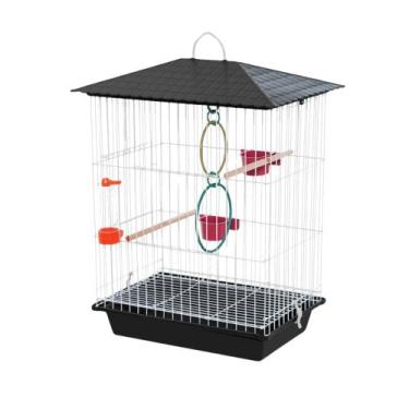 Imagem de Gaiola Luxo Black para Calopsita Periquito Agapornis - Completa com ac