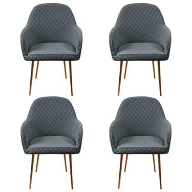 Imagem de Lzyjckh Cadeiras de Jantar com Braço, Capa para Cadeira com Encosto Curvo de Alta Elástica, Protetor para Cadeira de Cozinha, para Decoração de Casa, Sala de Estar e Escritório,Gray,4PCS