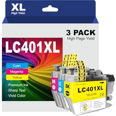 Imagem de USEHOTI Cartuchos de tinta colorida LC401XL para impressora Brother compatível com LC401 cartuchos de tinta para MFC-J1010DW MFC-J1012DW MFC-J1170DW impressora pacote com 8 (ciano, magenta, amarelo