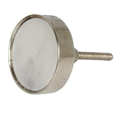 Imagem de Puxador Redondo em Mármore com Base Metálica para Gavetas, Armários, Portas, Cômodas, Criados e Móveis Planejados (Mármore c/Base Cromada)