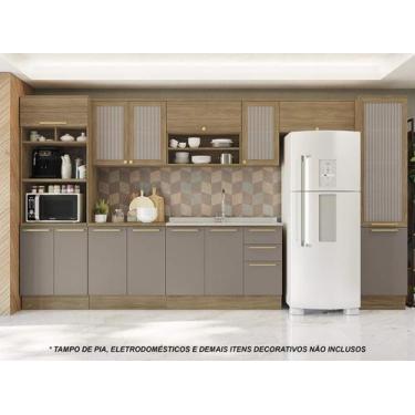 Imagem de Armário de Cozinha Modulada Completa Reta 8 peças 4,00m 191 Botanic Ka