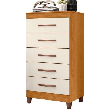 Imagem de Cômoda Esmeralda 5 Gavetas Cinamomo/off White - Móveis Albatroz Cinamomo/off White