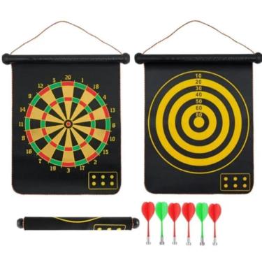 Imagem de Jogo De Dardos Magnetico Grande Tabuleiro Alvo Dupla Face 38cm Com 6 Peças Kit Completo Ima Seguro