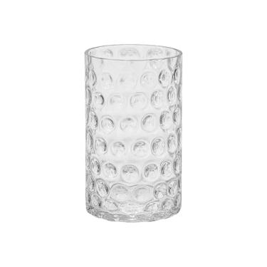 Imagem de Vaso cilíndrico de vidro decorativo de 15 cm de largura e 25 cm de altura com padrão circular ondulado, 20 cm de altura, transparente (1,5 x 25,4 cm)