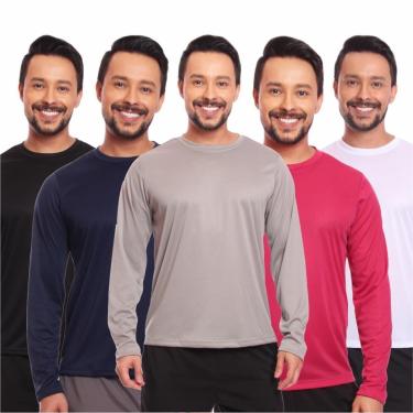Imagem de Kit 5 Camisas Segunda Pele Proteção Solar Uv Térmica Corrida Bike-Masculino