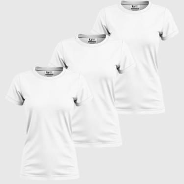 Imagem de Kit 3 Blusinhas Femininas Camiseta Basica 100% Algodão Gola Redonda Fa