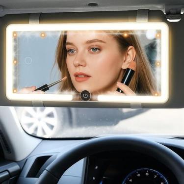 Imagem de Espelho De Maquiagem LED Para Carro Com 3 Modos de Led Recarregável To