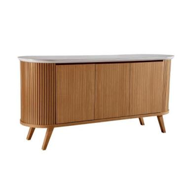 Imagem de Aparador Buffet Luna 160cm com 3 Portas e Tampo de Vidro - LJ Móveis, 