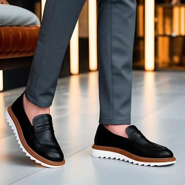 Imagem de Mocassim Masculino GuGi 5400GG Social Casual com Sola Tratorada Alta e