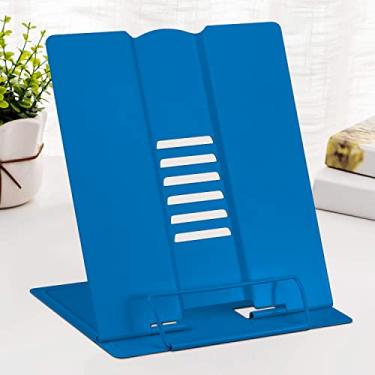 Imagem de Suporte grande de metal para leitura de livros, suporte ajustável para livros de receitas para documentos, livros didáticos, livros de música, receita, celular, iPhone, tablet, Kindle/iPad Mini (azul