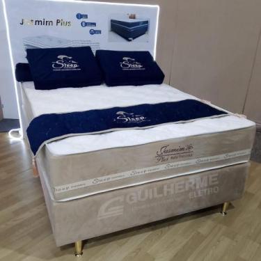 Imagem de Cama Casal Molas ensacadas Conjunto box Jasmim 1,38 casal padrão Com l