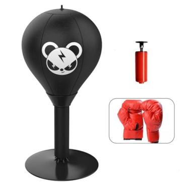 Imagem de Saco de pancadas de mesa para alívio de estresse, saco de pancadas com ventosa, vem com luvas de boxe infantis, bomba de ar, sacos de pancada com velocidade de urso, para crianças, adolescentes e