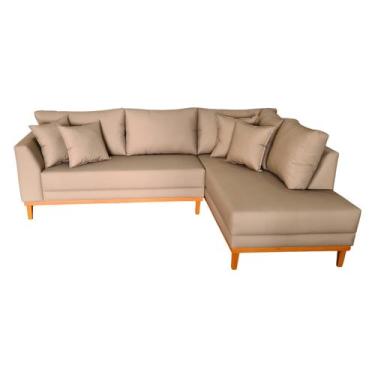 Imagem de Sofá Canto Pierri 250x180cm Lado Direito Base Madeira Tecido Acquabloc