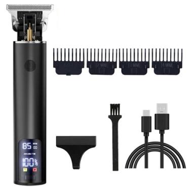 Imagem de Aparador de cabelo profissional para homens e mulheres, sem fio, recarregável, kit de cuidados com corte corporal de metal, barbearia (tela grande preta)