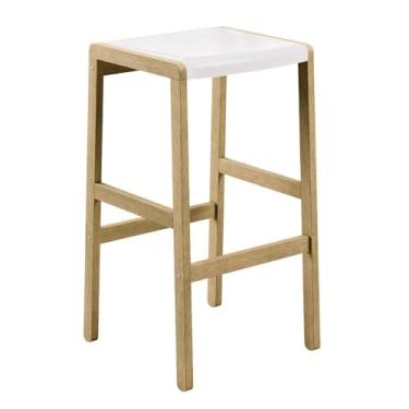 Imagem de Banqueta Alta Tramontina Potenza Branca 75 cm Madeira Tauari Natural