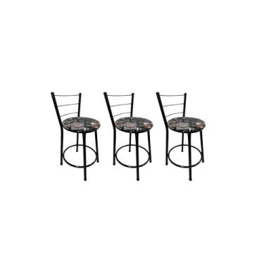 Imagem de Kit 3 Banqueta Balcão Baixa Preto Bar Gourmet Cozinha Lazer Área - For