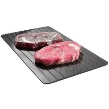 Imagem de Bandeja de Degelo Rápido, Tábua de Descongelamento Natural, Preta, Alumínio, 36x21cm, Descongelamento em 30-60 Minutos, para Carnes e Alimentos Congelados