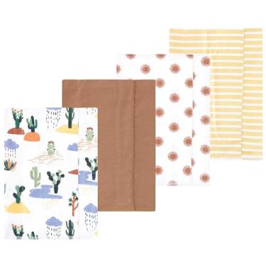 Imagem de Luvable Friends Hudson Baby Conjunto de 4 panos de flanela para arrotos, Trilha do deserto, 14x20 inches