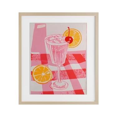 Imagem de Stupell Industries Impressão emoldurada de limonada rosa na toalha de mesa de bétula sob vidro por Walker Noble, 40,6 x 33,5 cm