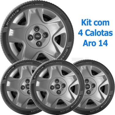 Imagem de 4X Calota Ford Fiesta Aro 14 Grafite Com Emblema 025Cb