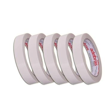 Imagem de Fita Adesiva Fina Dupla Face Transparente 18X30 Kit 5