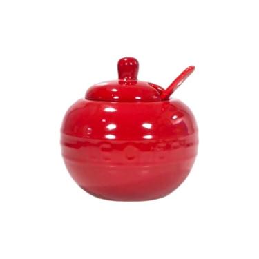 Imagem de Açucareiro De Cerâmica 300ml Mesa Posta Le Chef Brilhante Para Açúcar Ou Adoçante (Vermelho)
