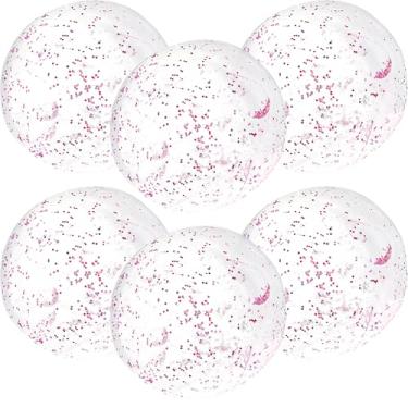 Imagem de Pacote com 6 bolas de praia gigantes infláveis de 81 cm, bolas transparentes infláveis,...