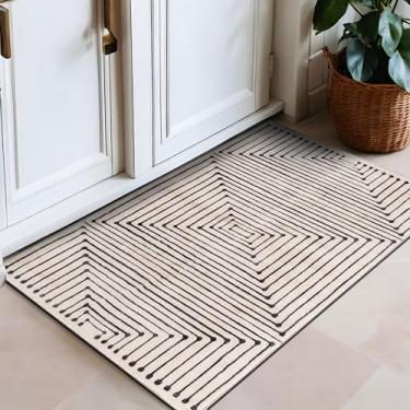 Imagem de Rugshop Marbella Tapete de área antiderrapante lavável com listras boêmias 6 x 10 cm bege