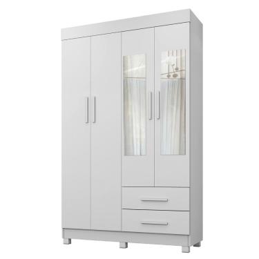Imagem de Guarda Roupa Leblon 4 Portas 2 Gavetas 5 Prateleiras Branco